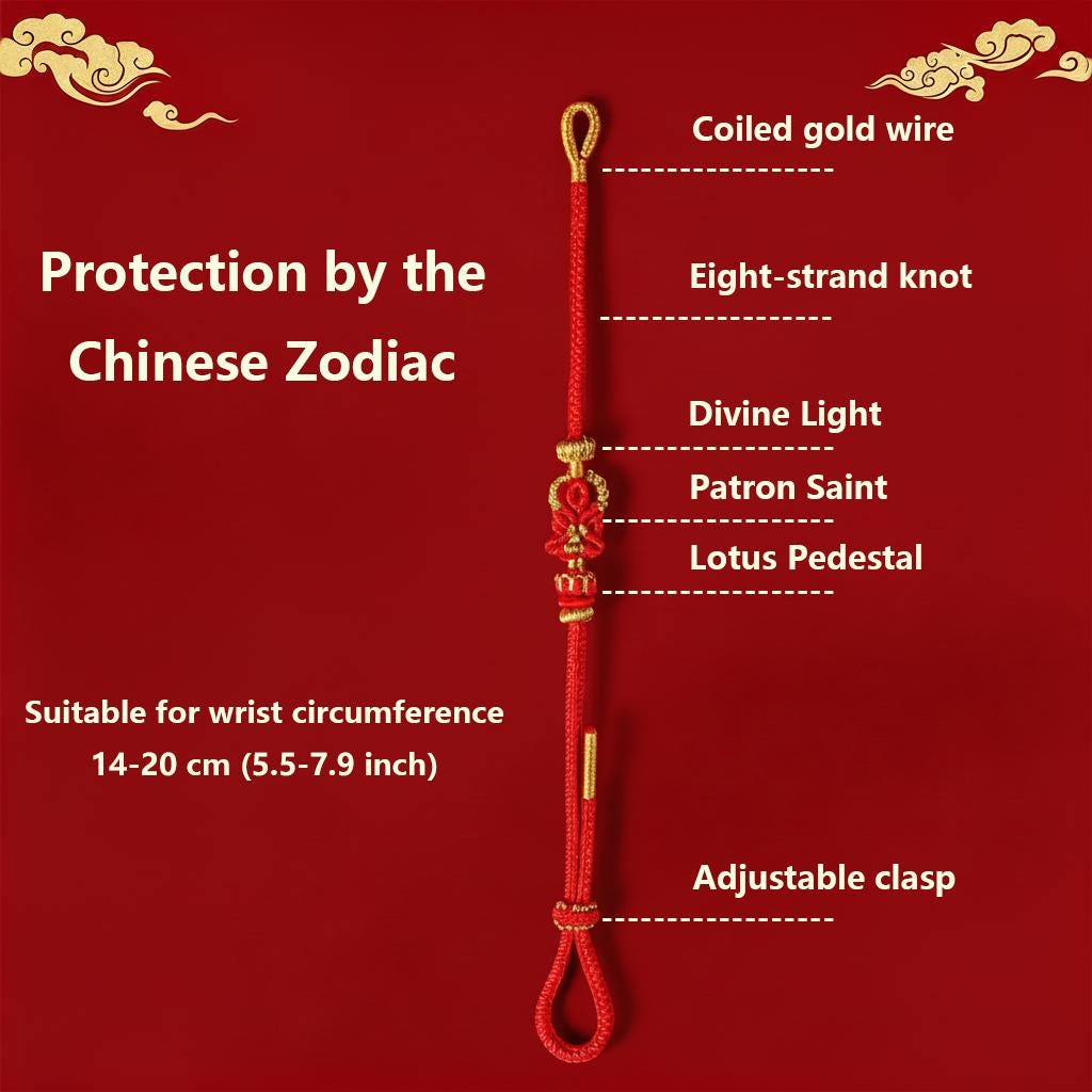2027 Tai Sui Red String Bracelet, Zodiac Protection Amulet, Handwoven Lucky Knot, Temple Blessed Chinese Red String, Goat Rat Ox Dog