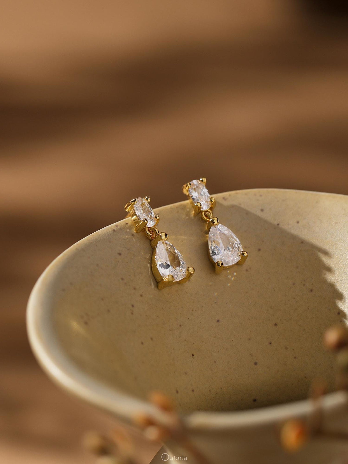 Dainty Diamond Drop Earrings, Minimalist Diamond Stud Earrings, CZ Gold Earrings, Wedding Jewelry, Bridesmaids Gift, Christmas Gift for Mom