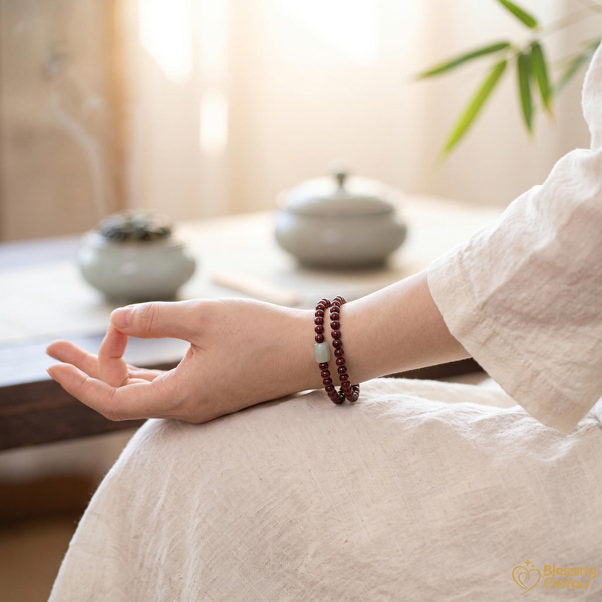 Red Sandalwood Bead Bracelet | Multi Wrap Mala Bracelet | Double Triple Wrap Buddhist Prayer Beads | Minimalist Wood Energy Protection Gift