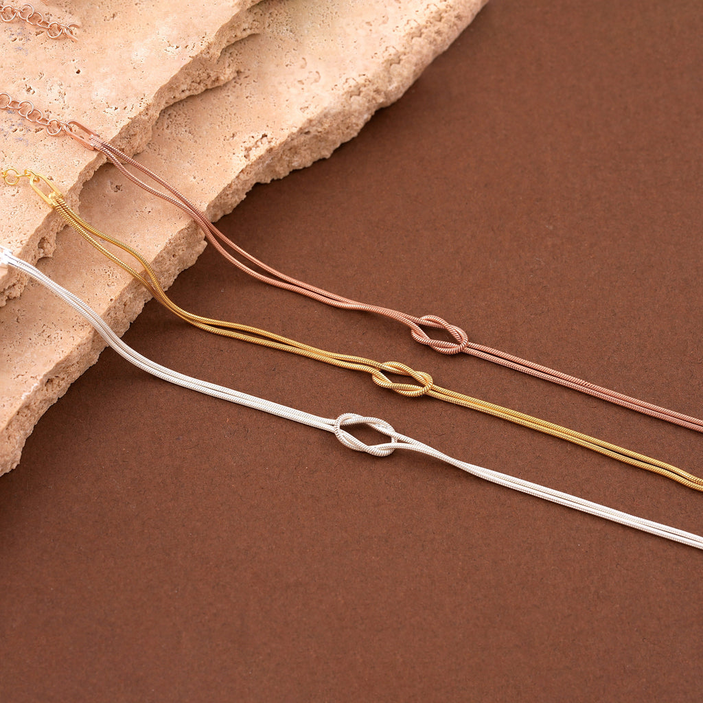 Gold Filled Knot Bracelet, Dainty Snake Chain for Mothers Day Gifts