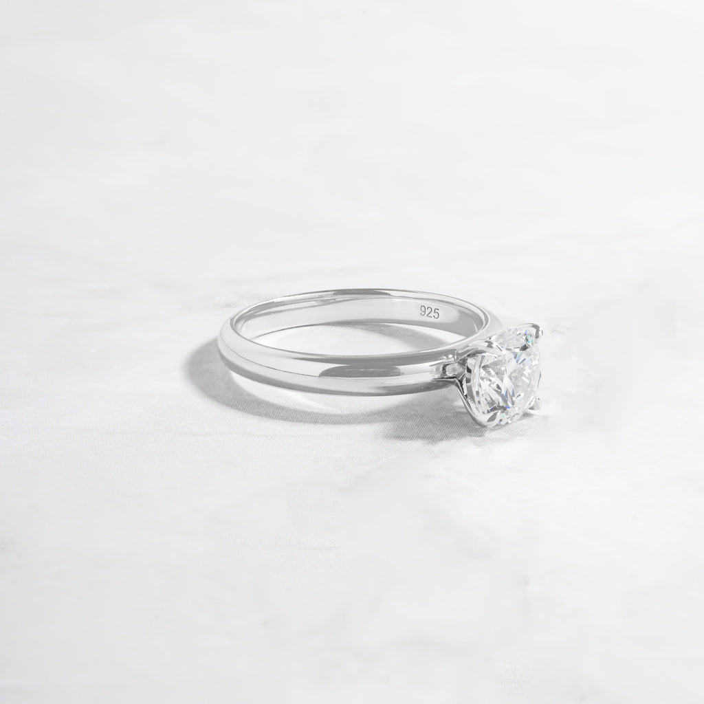 Round Solitaire Ring, Wedding Ring, Engagement Ring, Anniversary Ring, Diamond Ring, Cubic Zirconia Ring, Statement Ring, Gift for Wife