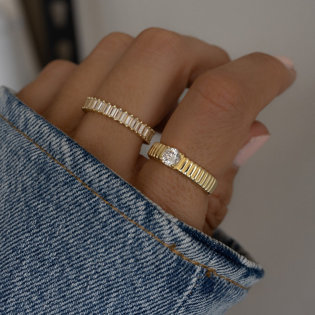 Baguette Ring, Diamond Eternity Band, Statement Ring, Eternity Ring, Engagement Ring, Promise Ring, Minimalist Ring, Gift For Wife