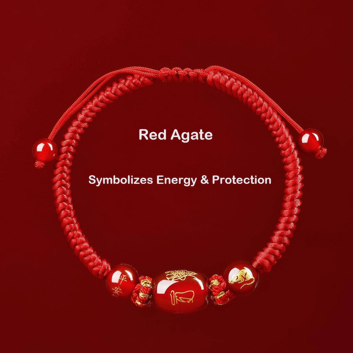 2027 Year of the Goat Protection Bracelet, Red String Agate Amulet, Feng Shui Good Luck Gift for Zodiac Goat, Rat, Ox, Dog