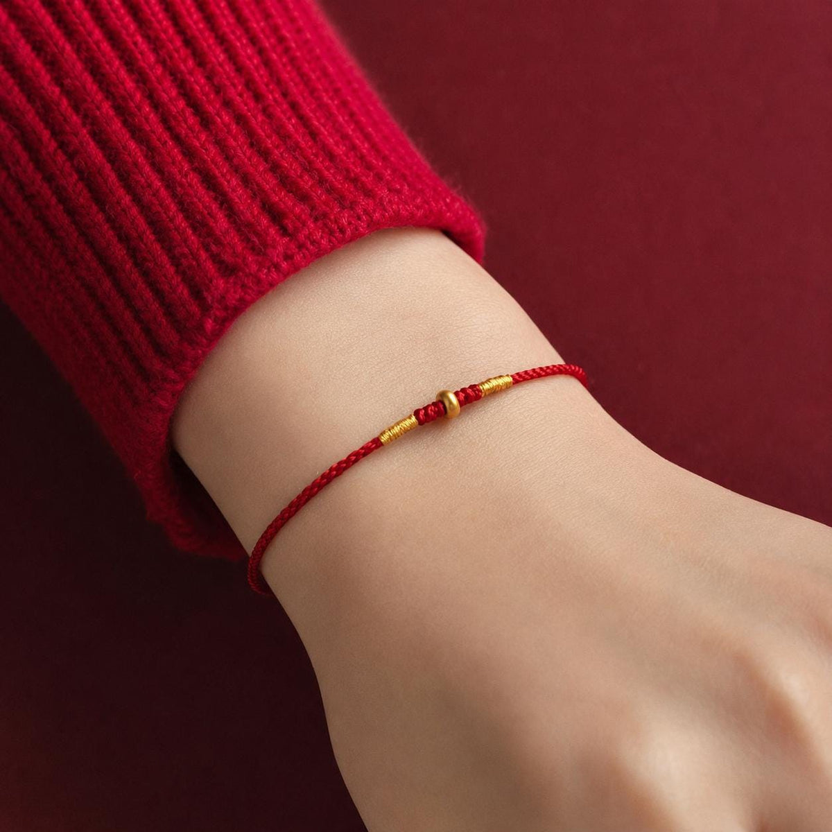 Adjustable Woven Cord Bracelet with 24K Pure Gold Accent