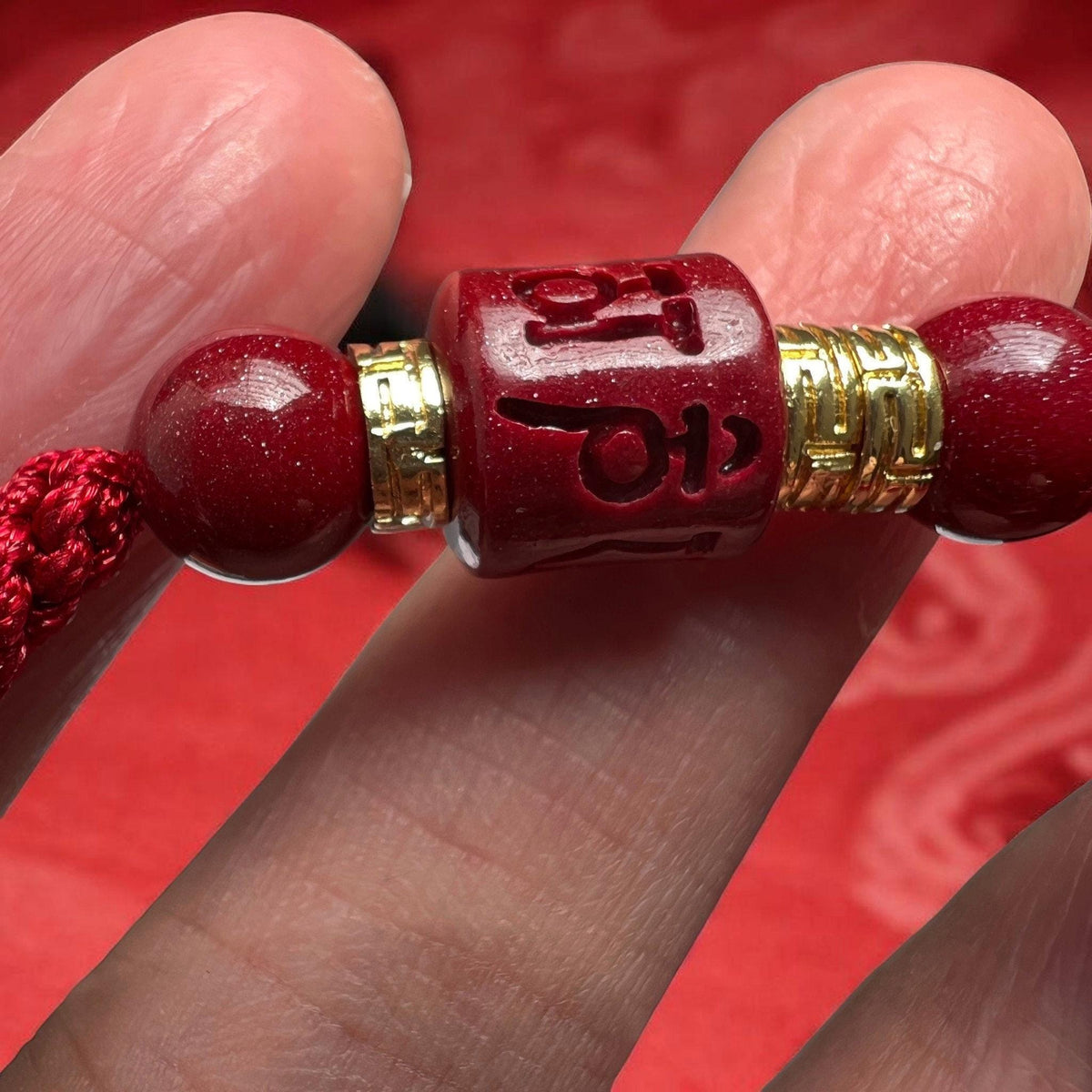 Cinnabar Mantra Bracelet, Spinning Prayer Wheel Red String Bracelet, Mount Putuo Blessed Jewelry, Zodiac Gift