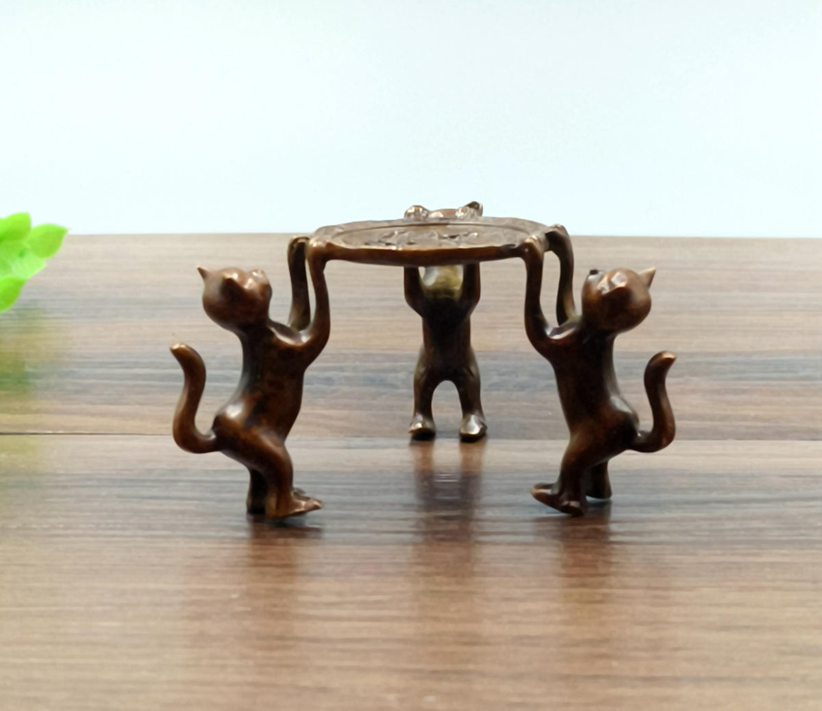 Pure copper Retro three cats dragon fish candlestick stand/home desktop decoration ornament