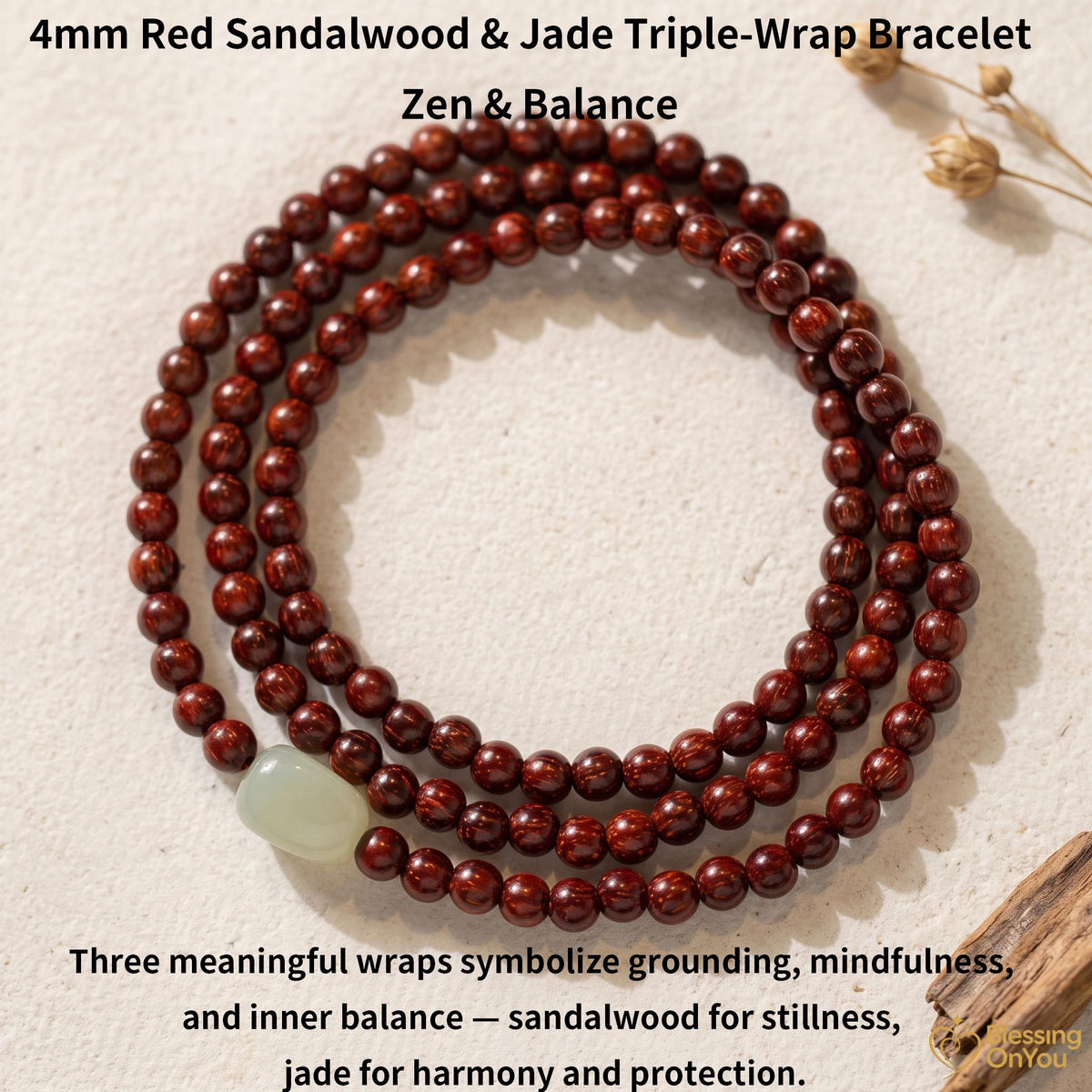 Red Sandalwood Bead Bracelet | Multi Wrap Mala Bracelet | Double Triple Wrap Buddhist Prayer Beads | Minimalist Wood Energy Protection Gift