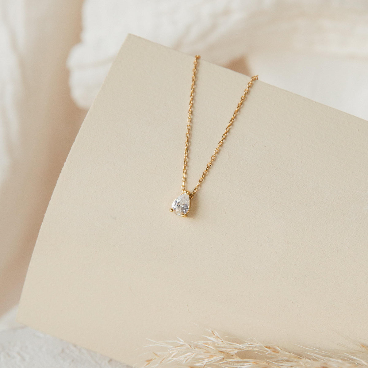 Teardrop Diamond Necklace by Seven Lucky Gifts • Pear Diamond Necklace • Minimalist Jewelry • Perfect Gift for Her