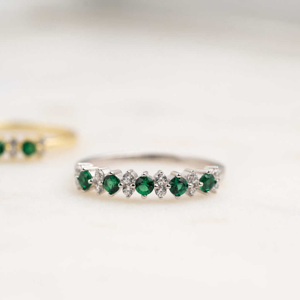 Sami Jewels Emerald Ring, Gemstone Ring, Emerald Jewelry, Gift for Her, Gold Ring, Stacking Ring, May Birthstone Silver Ring Engagement Ring