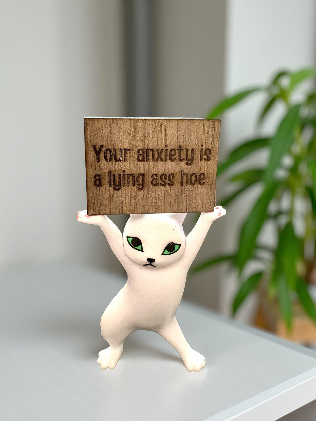 Funny Cat Figurine Your Anxiety Is a Lying Ass Sassy Mental Health Gift Blunt Affirmation Decor Anxiety Relief Self Care Desk Cat