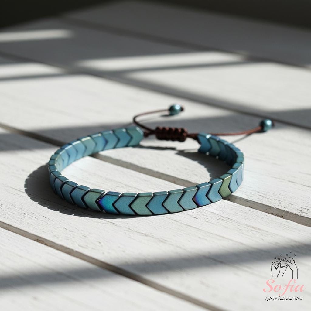 Natural Hematite Beaded Bracelet – Arrow Shaped Beads Dainty Gemstone Jewelry – Minimalist Boho Bracelet