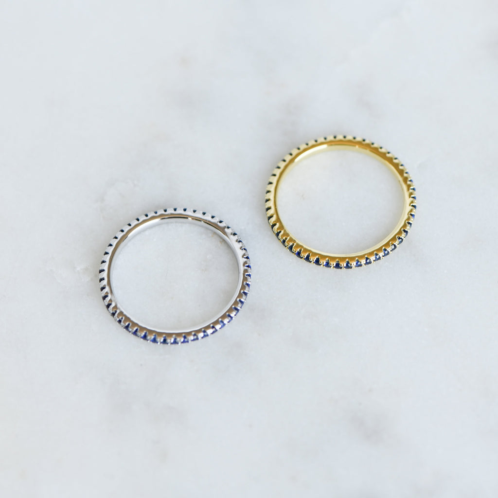 Dainty Sapphire Eternity Ring, Sapphire Ring, Sapphire Stacking Ring, September Birthstone, Minimalist Ring, Simple Ring, Gift for Her