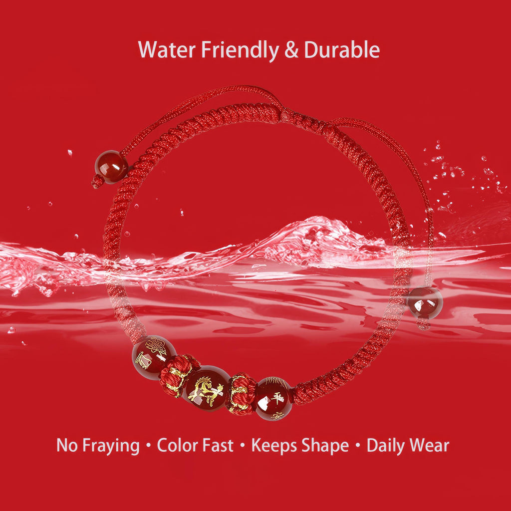 2027 Zodiac Protection Bracelet, Red String Agate Amulet, Energy Shield for Year of the Goat, Temple Blessed Gift