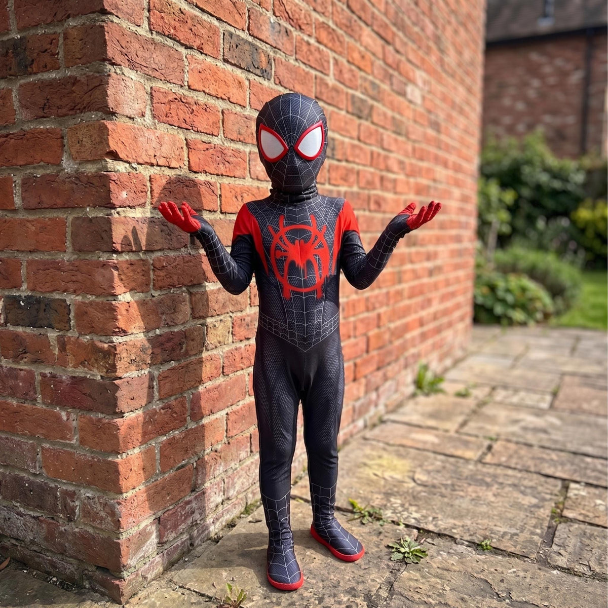 Kids Superhero Bodysuit Costume | Black & Red Cosplay Outfit for Role Play Party