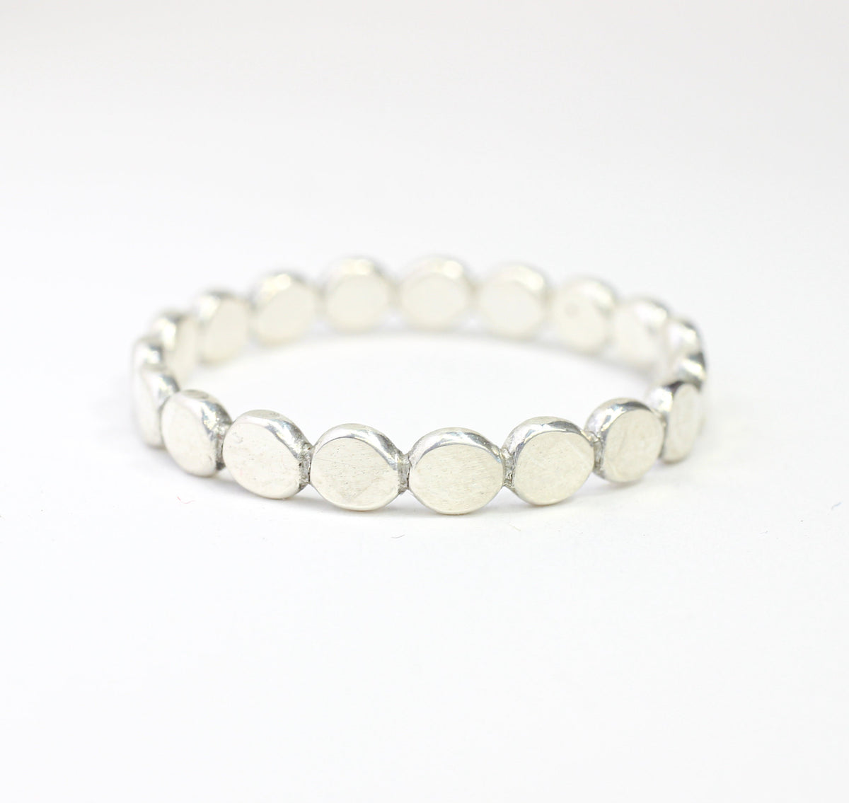 14k Gold Filled Flat Bead Stacking Ring: Sterling Silver & Rose Gold