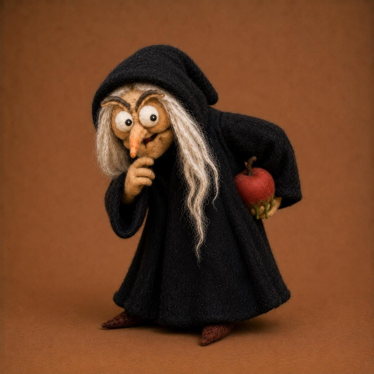 Needle Felted Witch Figurine, Handmade Wool Halloween Shelf Decor, Gift for Halloween Lovers