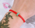 Green Jade Donut Bracelet: Red String Amulet, Adjustable Cord