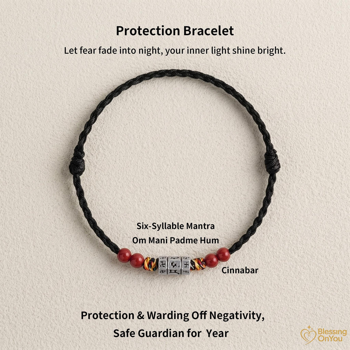 Tibetan Six Syllable Mantra Bracelet | Handwoven Red String Protection Bracelet | Cinnabar Energy Amulet | Buddhist Blessing Gift