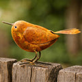 Metal Wren Garden Decor, Rust Effect Bird Sculpture, Rustic Garden Art, rusty brown orange Fence Tree Yard Bird Decoration, 5 Inch