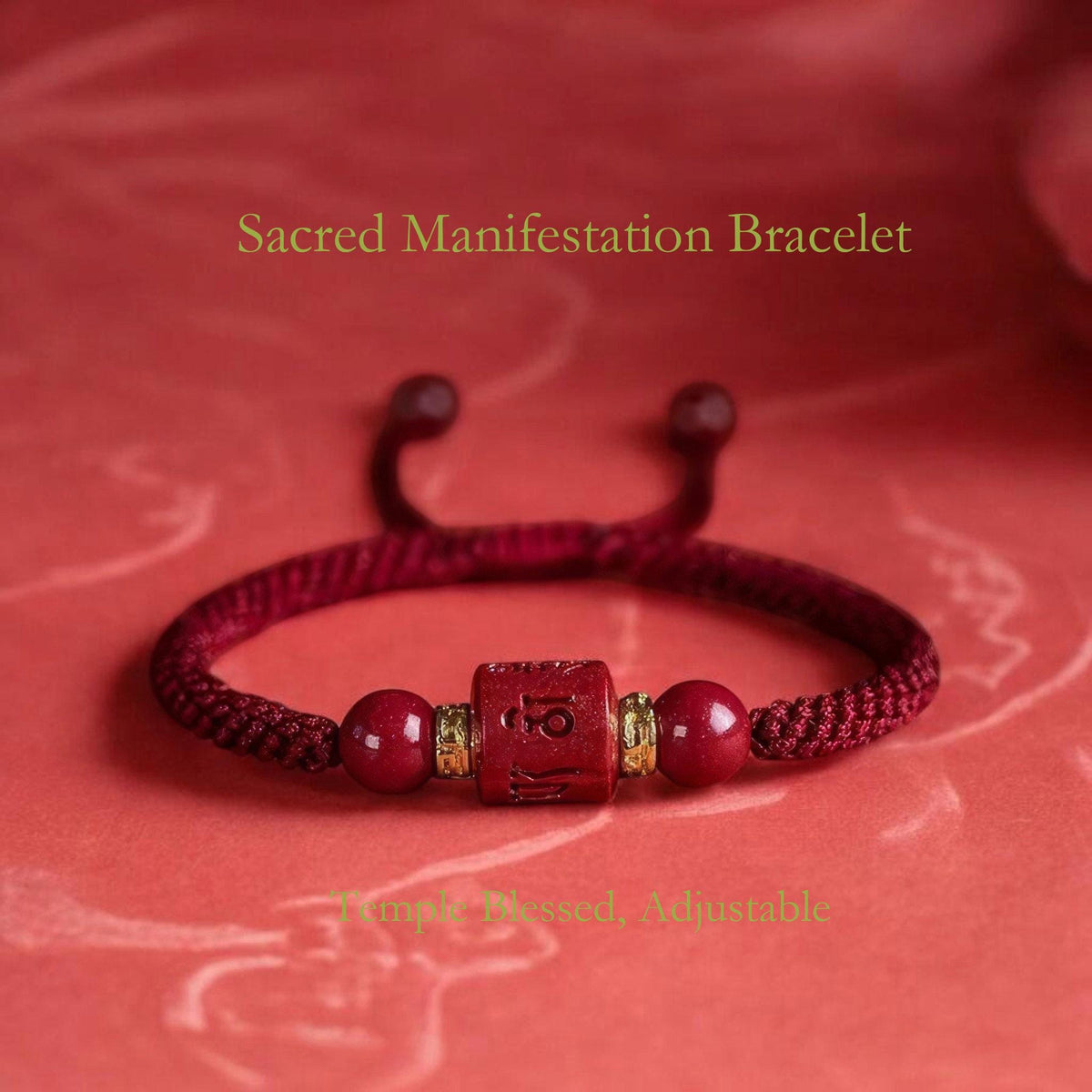 Cinnabar Mantra Bracelet, Spinning Prayer Wheel Red String Bracelet, Mount Putuo Blessed Jewelry, Zodiac Gift