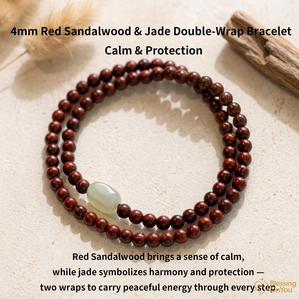 Red Sandalwood Bead Bracelet | Multi Wrap Mala Bracelet | Double Triple Wrap Buddhist Prayer Beads | Minimalist Wood Energy Protection Gift