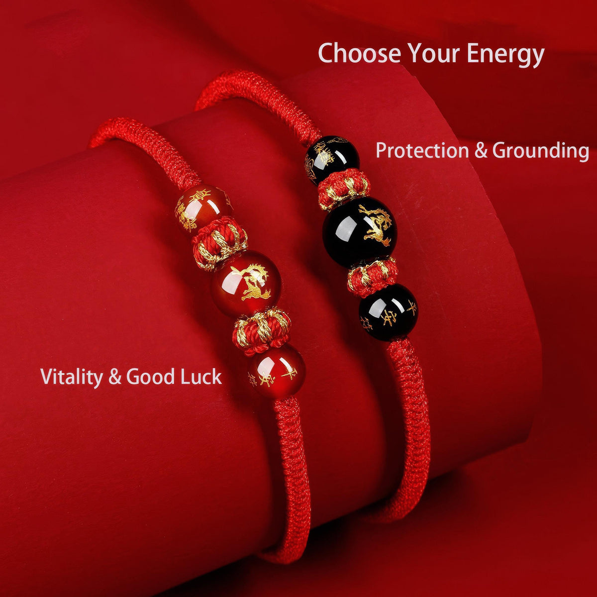 2027 Zodiac Protection Bracelet, Red String Agate Amulet, Energy Shield for Year of the Goat, Temple Blessed Gift