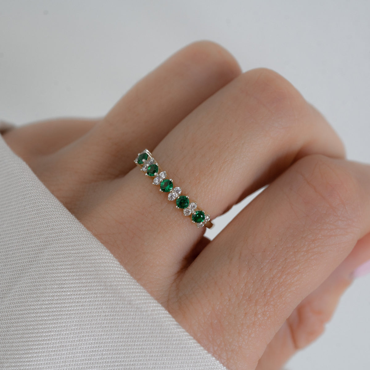 Sami Jewels Emerald Ring, Gemstone Ring, Emerald Jewelry, Gift for Her, Gold Ring, Stacking Ring, May Birthstone Silver Ring Engagement Ring