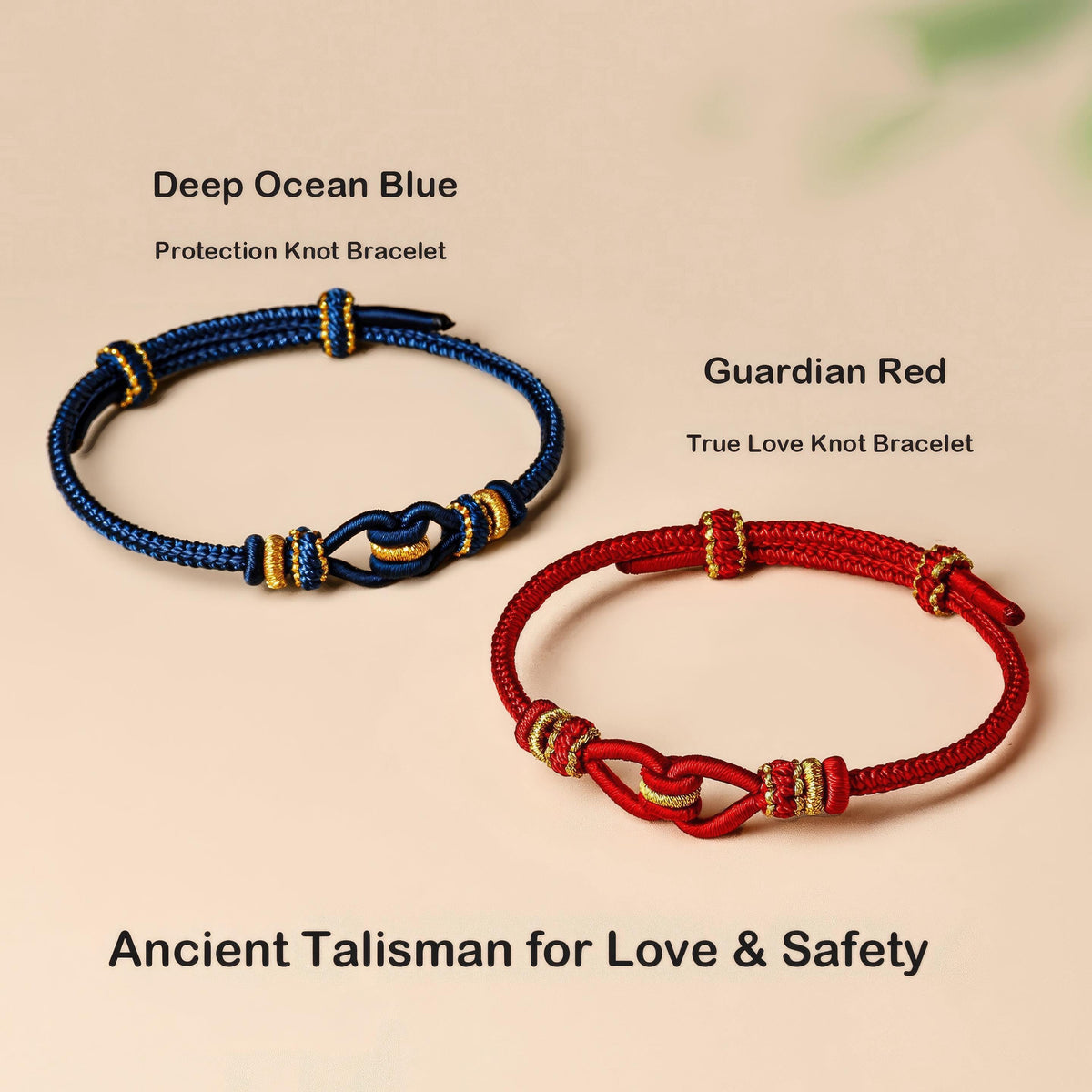 True Love Knot Couple Bracelets, Red String of Fate Amulet, Wedding Gift