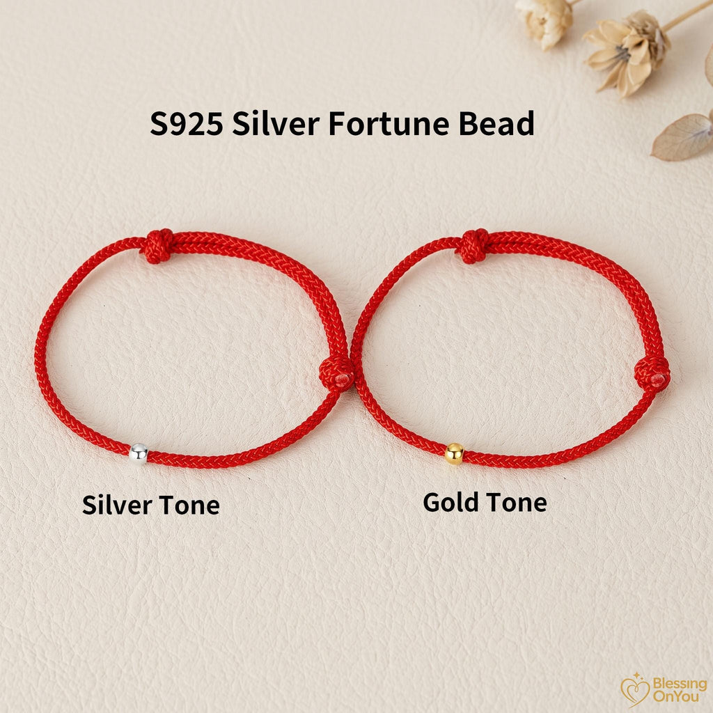 Buddhist Blessing Bracelet | 925 Silver Lucky Amulet Protection Bracelet | Red String Jewelry | Good Fortune Spiritual Gift | Minimalist