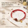 Cinnabar Lotus Red String Bracelet | Buddhist Meditation Bracelet | Handmade Protection Charm | Jade Fu Lucky Spiritual Bracelet Gift