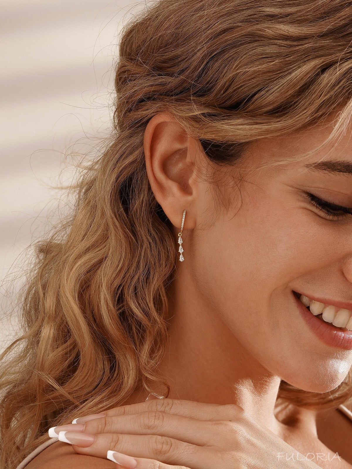 Dainty Diamond Hoop Earrings, Tassel Diamond Huggie Earrings, Crystal Dangle Drop Earrings, Wedding Earrings, Bridesmaids Gift for Her