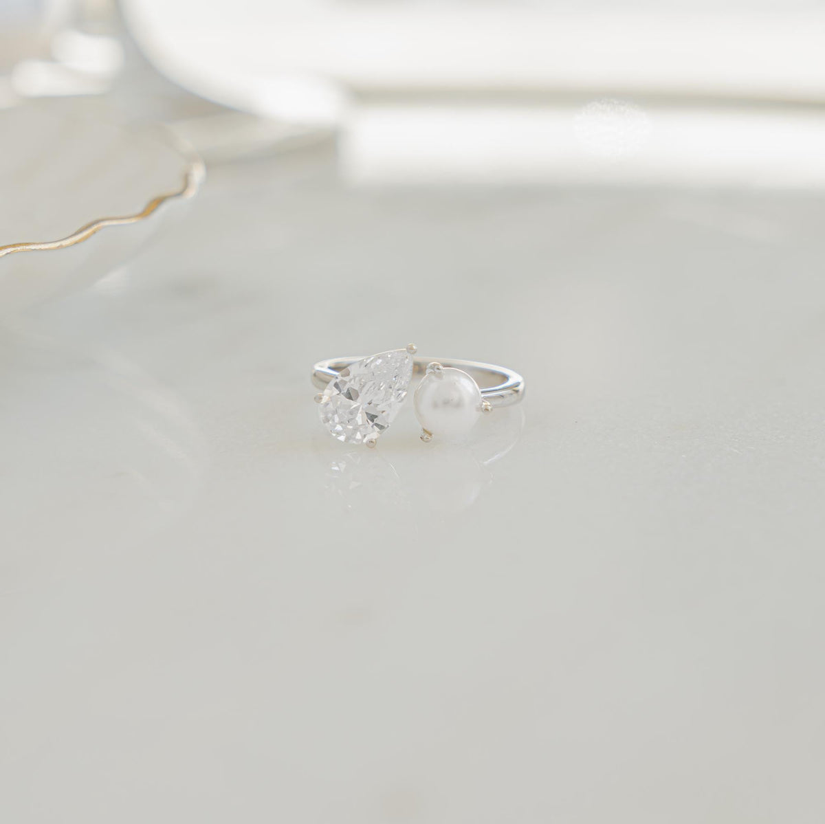 Toi et Moi Ring, Pearl Ring, Two Stone Ring, Promise Ring, Vintage Ring, Gift for Her, Gemstone Ring, Anniversary Gift, Pearl Jewelry