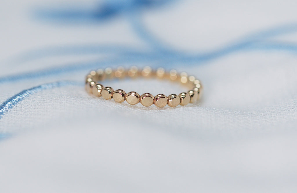 14K Gold Filled Ring Set for 2 flattened bead Ring- Bead Stacking Ring Silver Rose Gold - Minimalist Ring- Stacking Ring Set Gift for Her