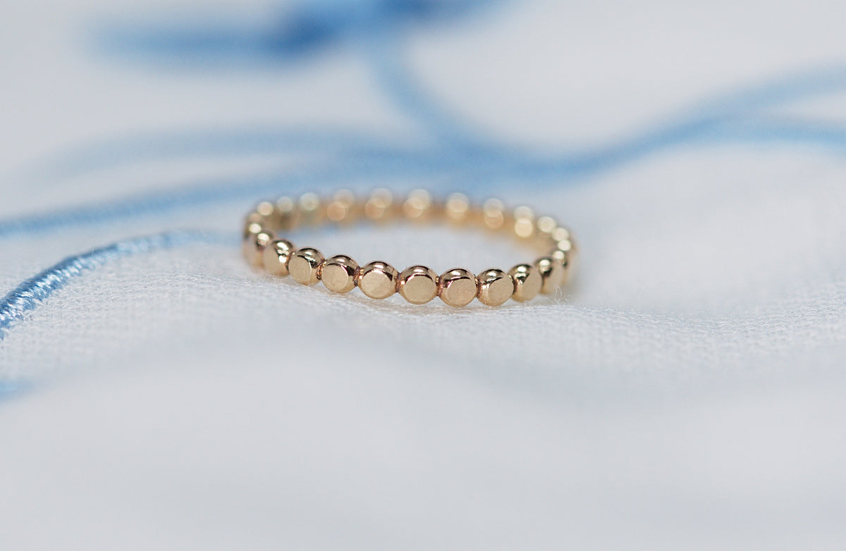 14K Gold Filled Ring Set for 2 flattened bead Ring- Bead Stacking Ring Silver Rose Gold - Minimalist Ring- Stacking Ring Set Gift for Her