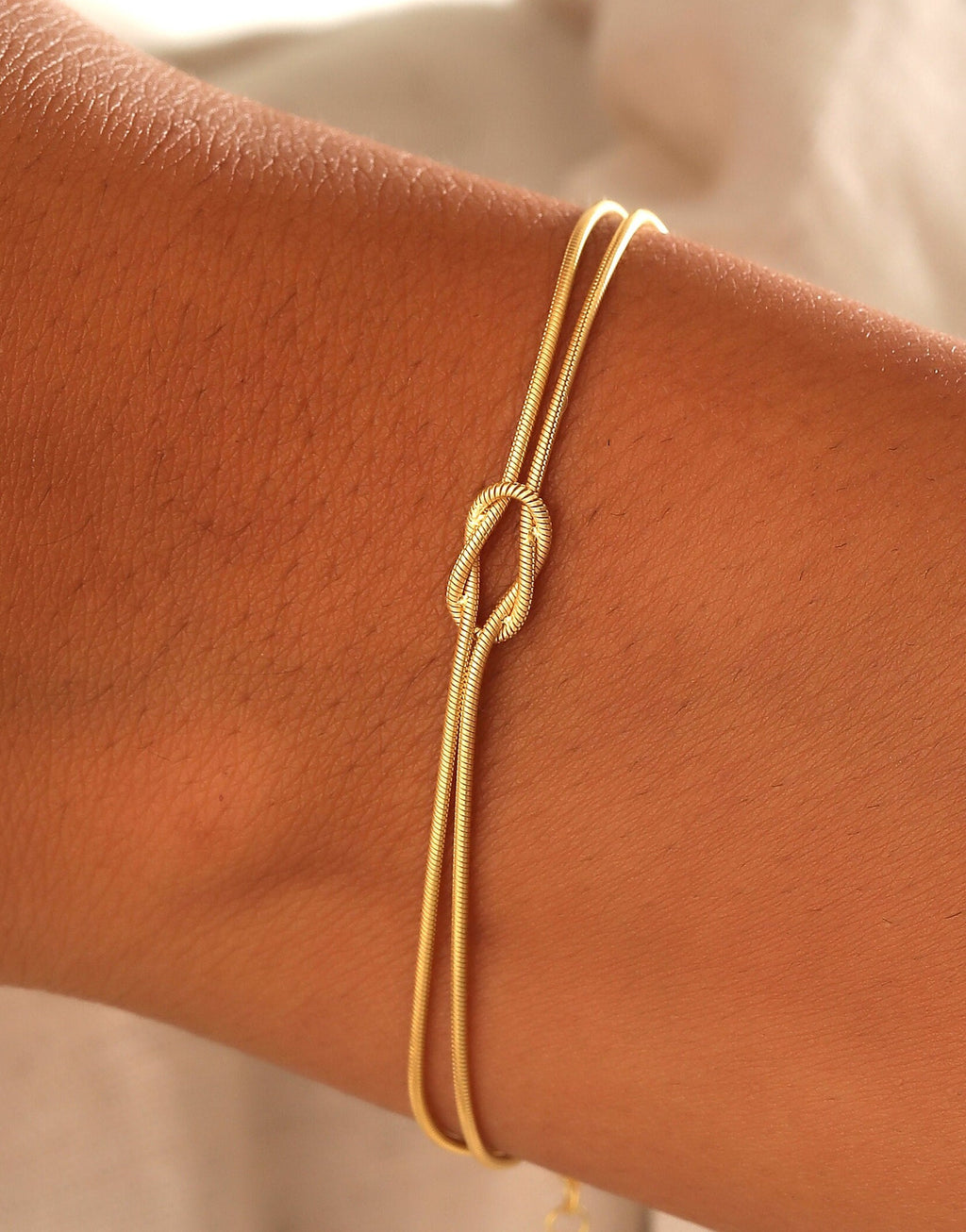 Gold Filled Knot Bracelet, Dainty Snake Chain for Mothers Day Gifts