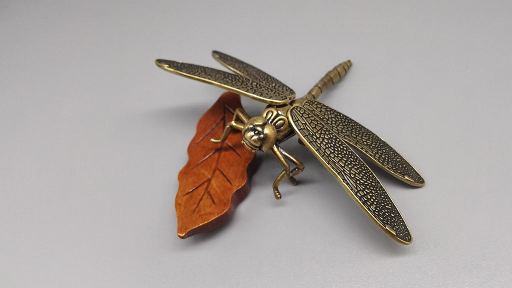 Brass Dragonfly Statue, Home Decor, Detachable Wing Sculpture, Animal Sculpture