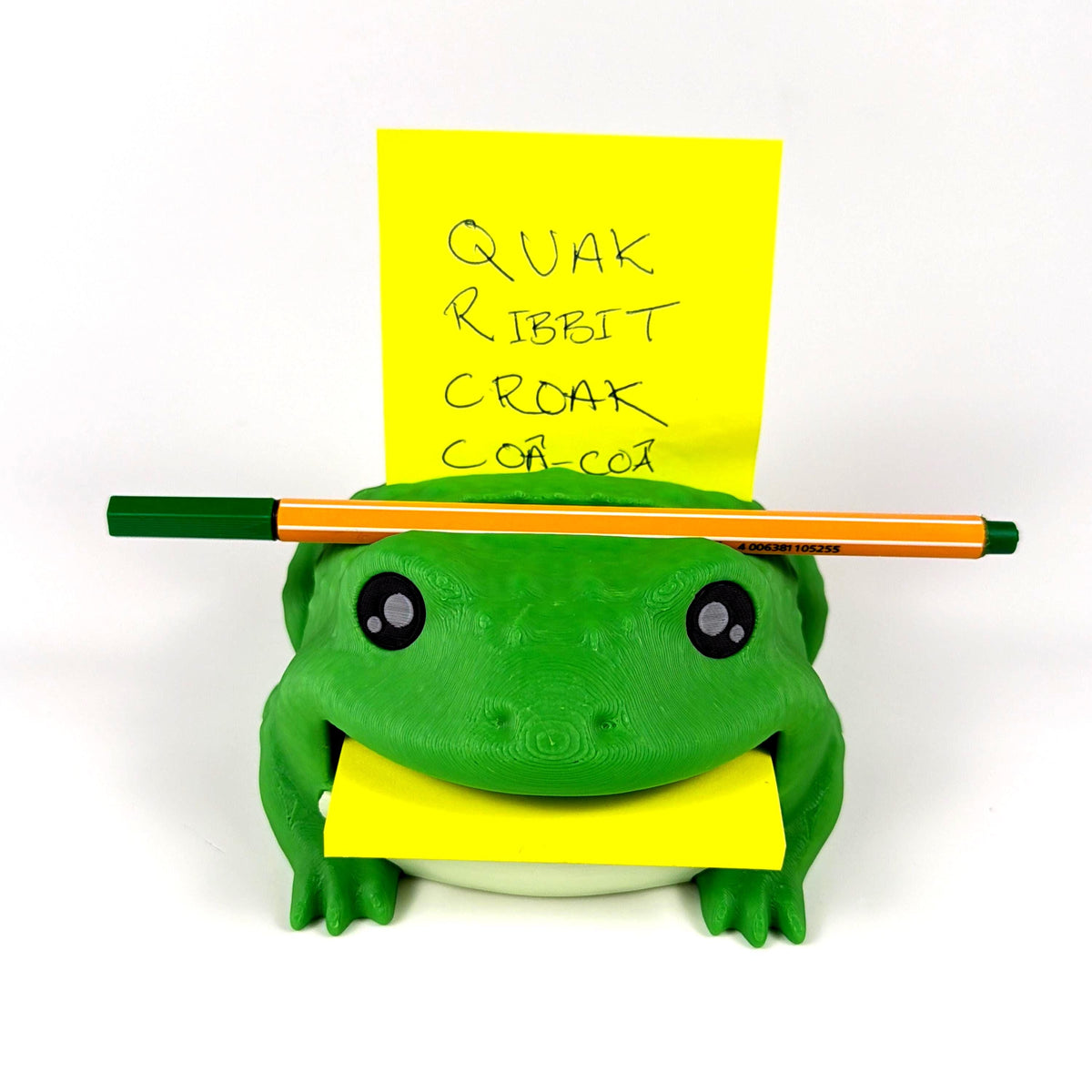 Note Toad | Frog Desk Organizer & Note Holder | Sticky Note Holder with Pen Tray | 3D-Printed Desk Decor