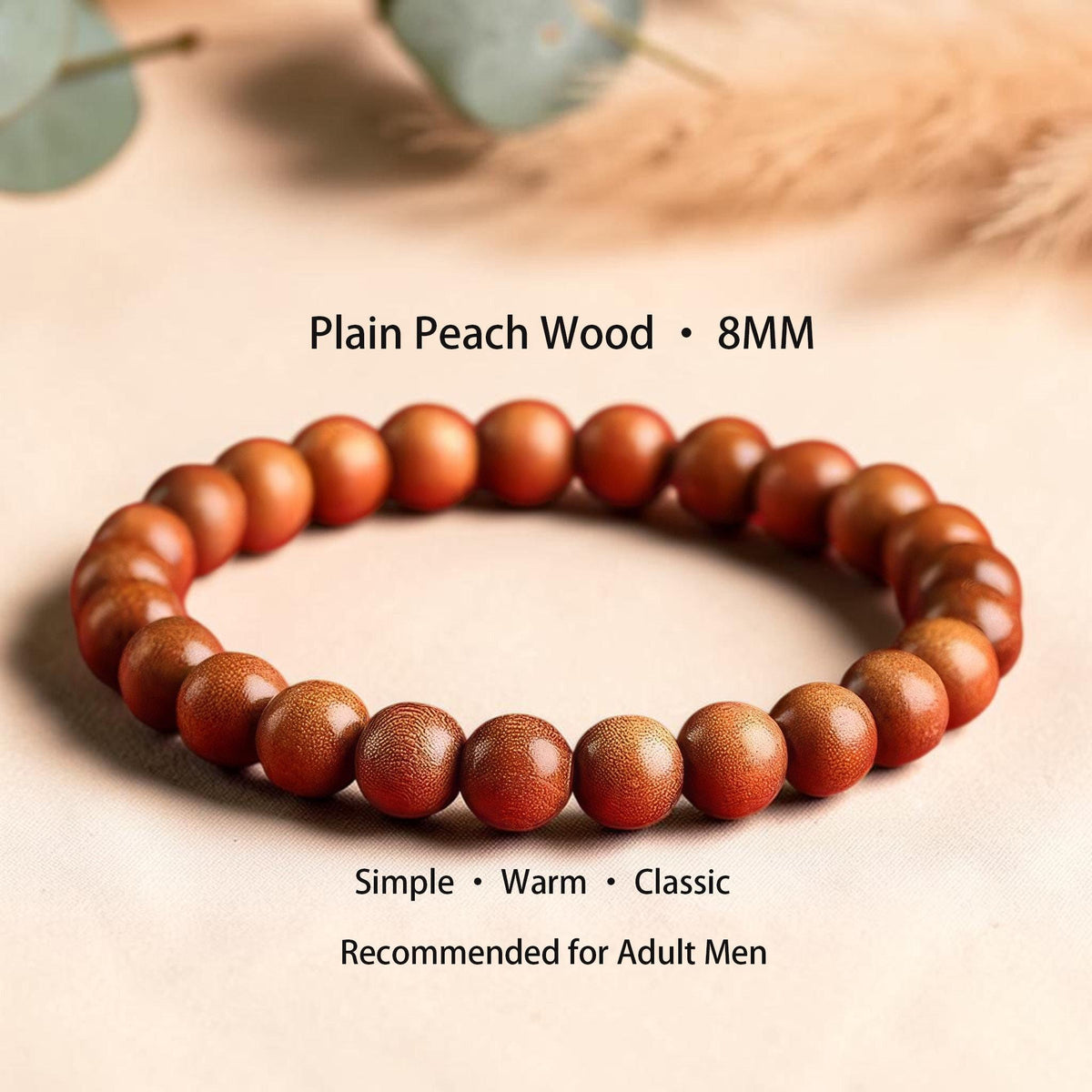 Peach Wood Beaded Bracelet, Peace & Protection Bracelet, Temple Blessed Prayer Gift, Cinnabar Lotus Bracelet, Spiritual Gift
