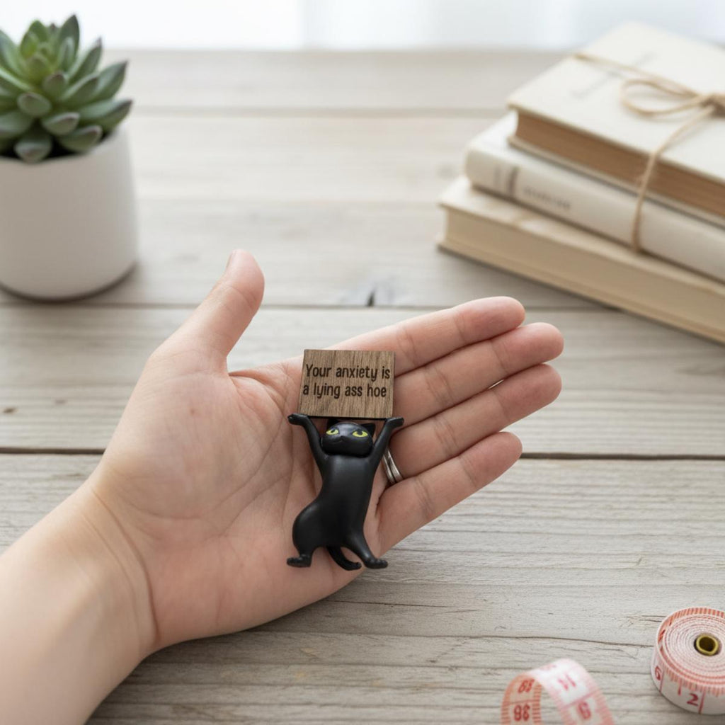 Funny Cat Figurine Your Anxiety Is a Lying Ass Sassy Mental Health Gift Blunt Affirmation Decor Anxiety Relief Self Care Desk Cat