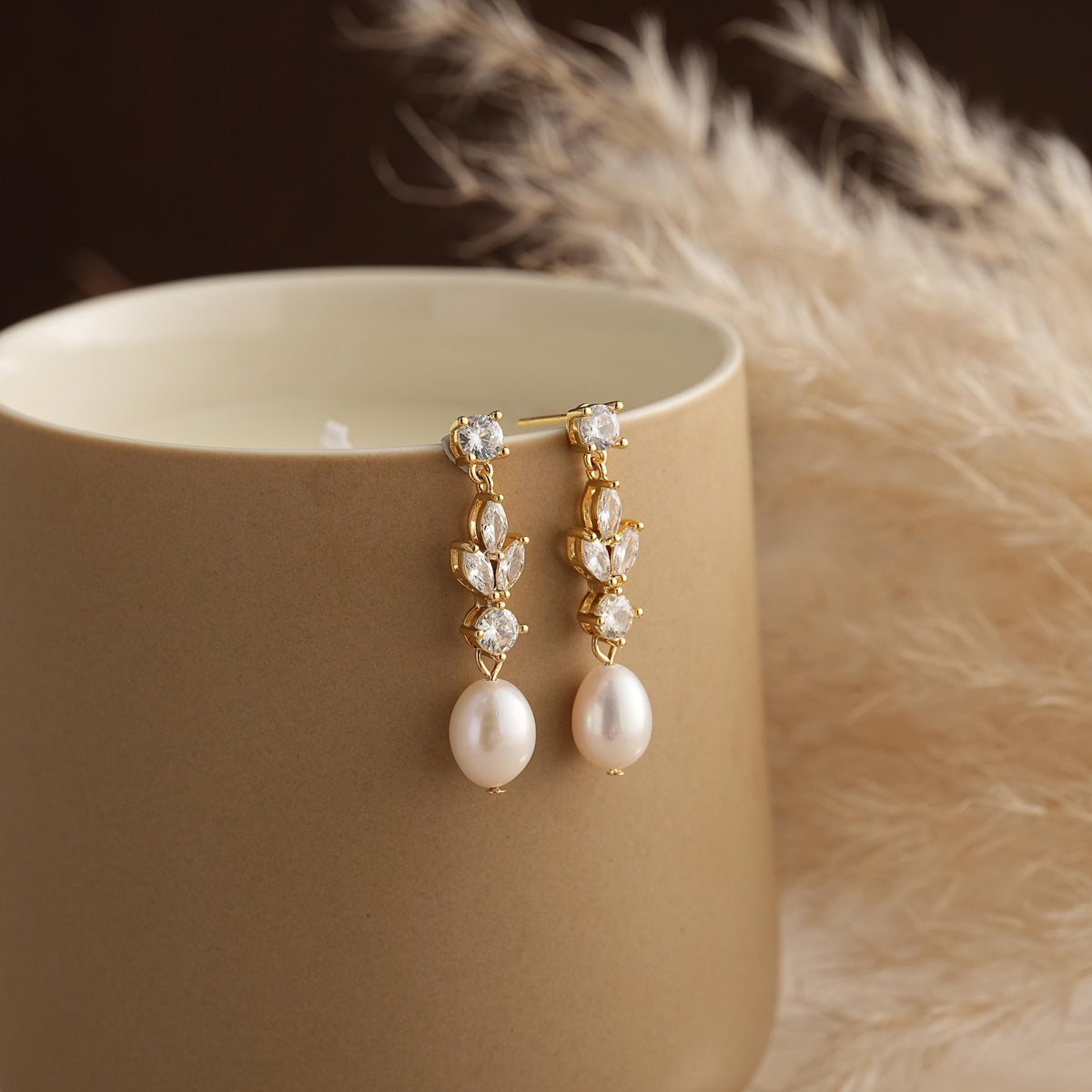 Diamond Leaf Pearl Necklace,Freshwater Pearl Necklace,Wedding Pearl Necklace,Crystal Bridal Jewelry Set,Mother's Day Gift,Bridesmaid Gift