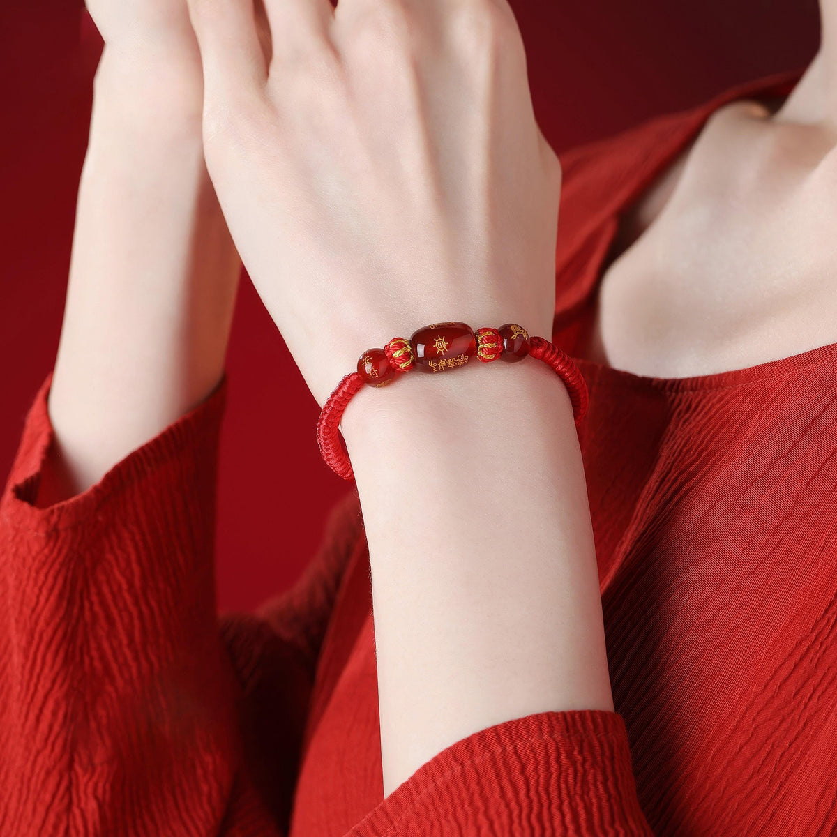 2027 Year of the Goat Protection Bracelet, Red String Agate Amulet, Feng Shui Good Luck Gift for Zodiac Goat, Rat, Ox, Dog