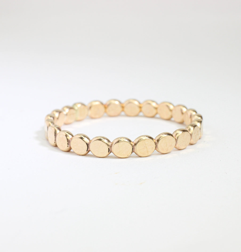 14k Gold Filled Flat Bead Stacking Ring: Sterling Silver & Rose Gold