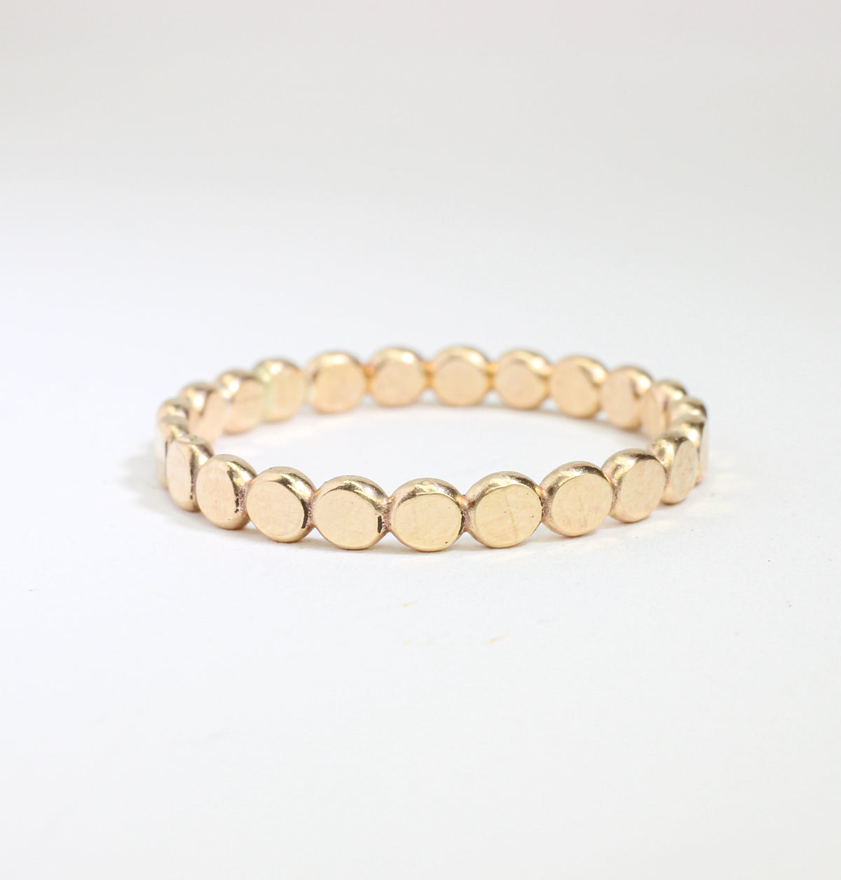 14k Gold Filled Flat Bead Stacking Ring: Sterling Silver & Rose Gold