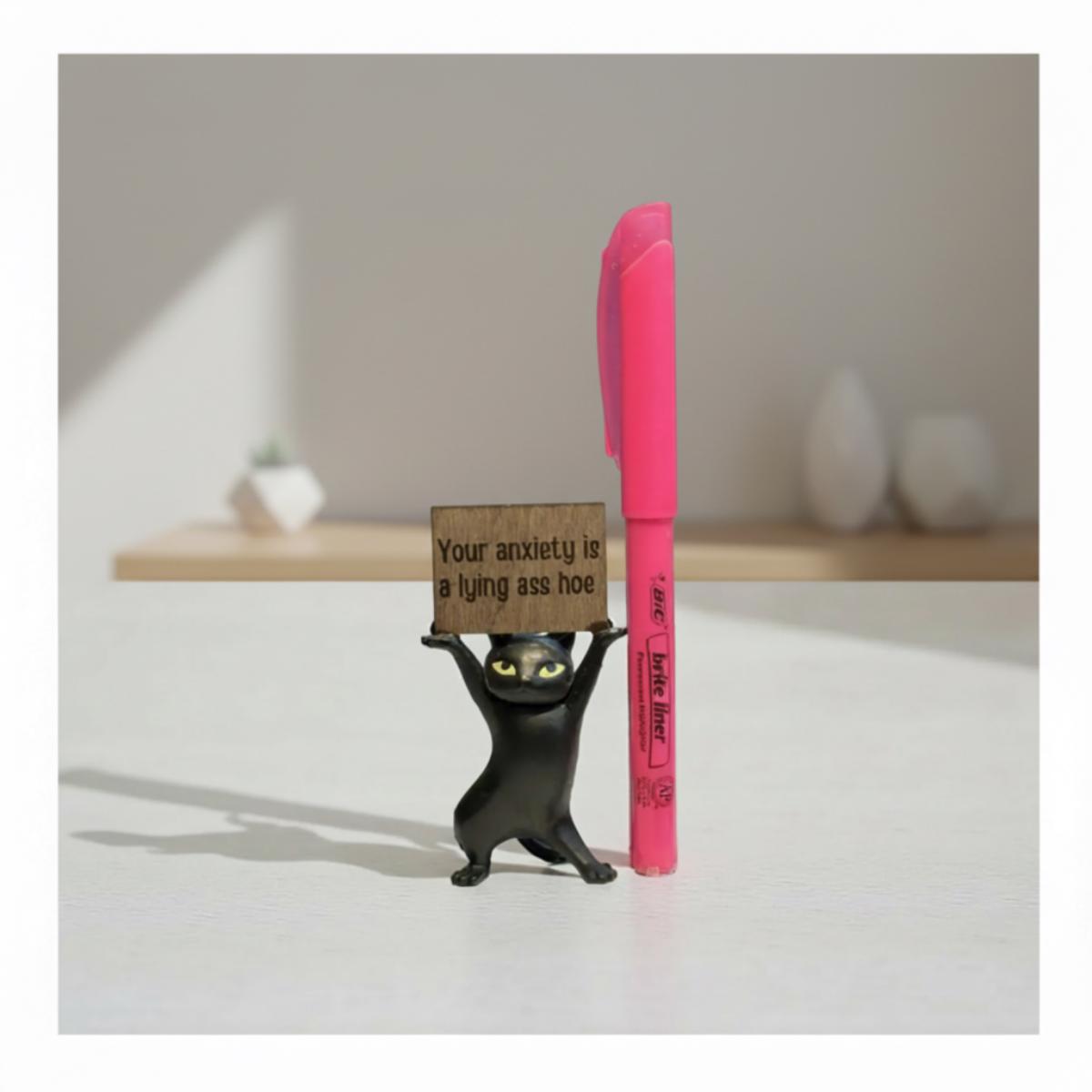 Funny Cat Figurine Your Anxiety Is a Lying Ass Sassy Mental Health Gift Blunt Affirmation Decor Anxiety Relief Self Care Desk Cat