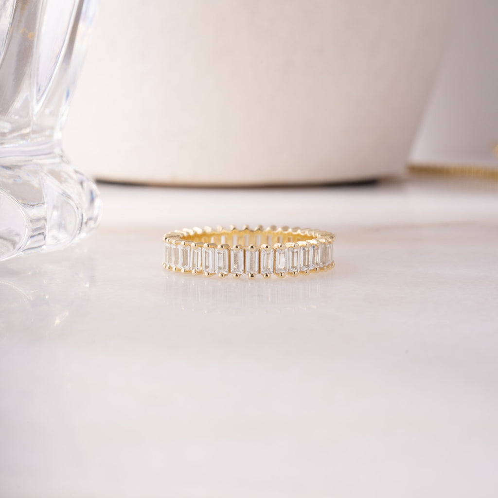 Baguette Ring, Diamond Eternity Band, Statement Ring, Eternity Ring, Engagement Ring, Promise Ring, Minimalist Ring, Gift For Wife