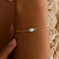 Opal Bracelet, Dainty Opal Jewelry, Minimalist Gold Beaded Chain, October Birthstone, Elegant Mom Bracelet, Gift for mom, Charming Jewelry