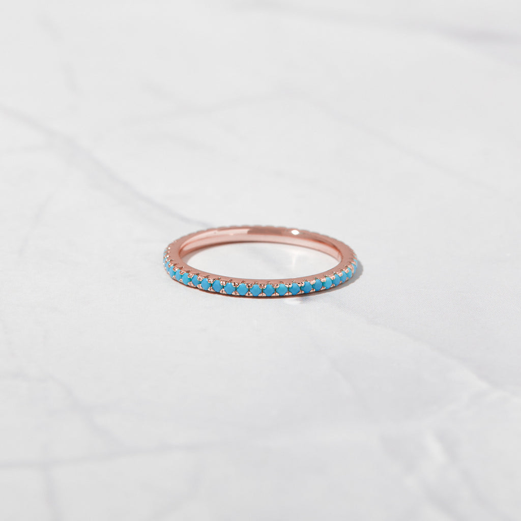 Turquoise Eternity Ring, Turquoise Ring, Dainty Ring, Turquoise Jewelry, Dainty Ring, Stacking Ring, Everyday Ring, Gift for Her