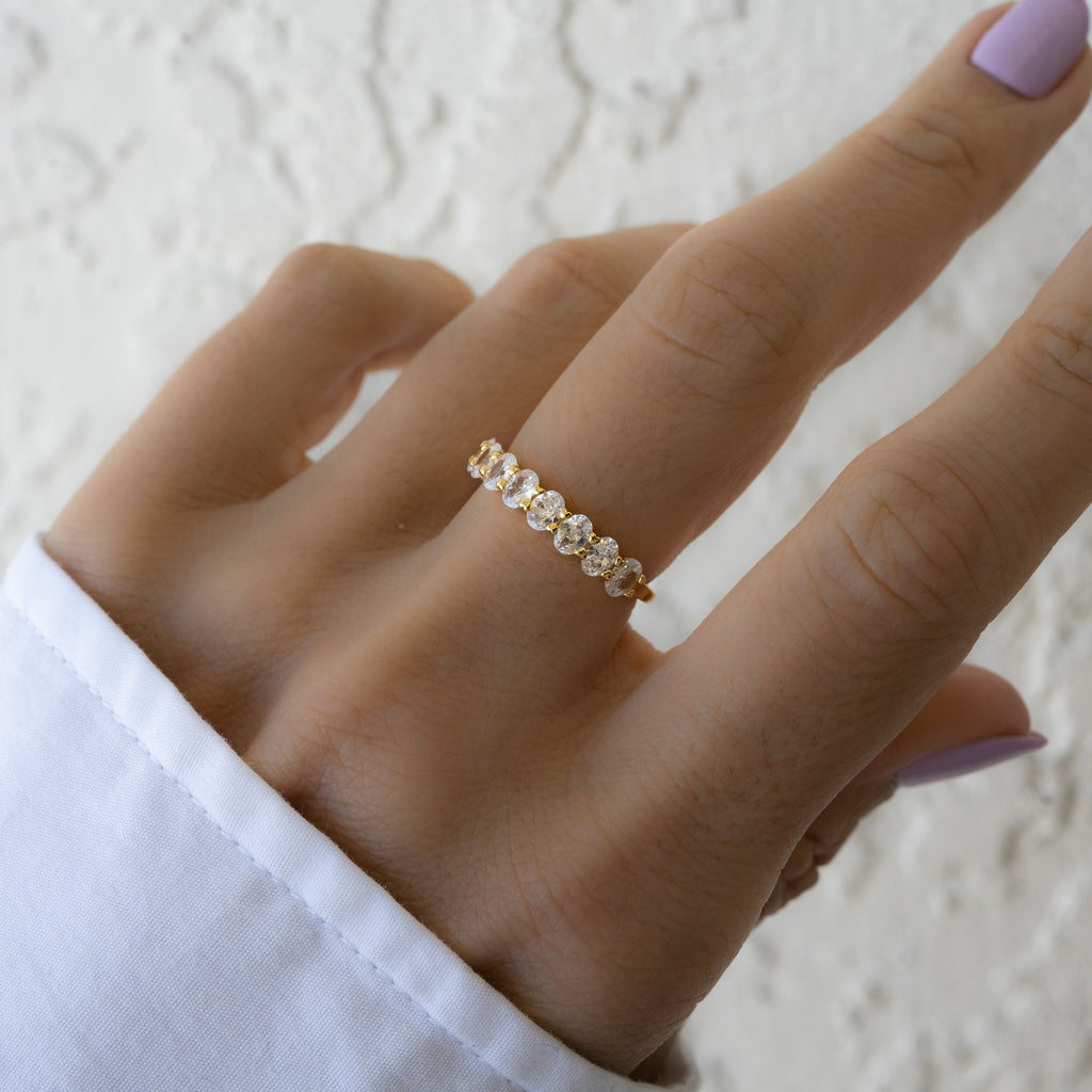 Oval Diamond Ring, Stacking Ring, Diamond Band, Wedding Band, Minimalist Ring, Dainty Ring, Stackable Ring, Gift for Her, CZ Ring, Ring