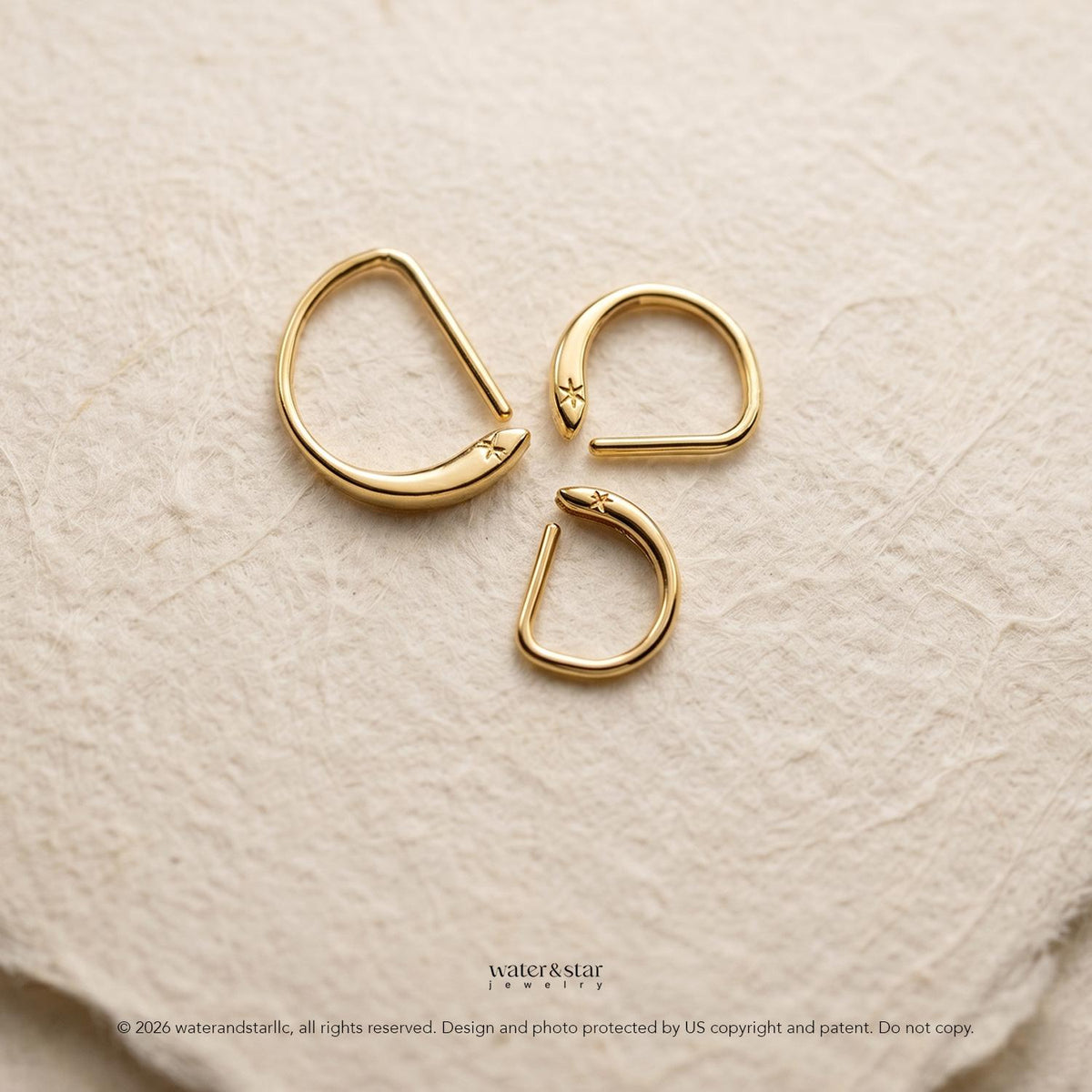 D Shape Sleeper Earrings, Open Hoop Earrings, Backless Half Hoops, Dainty Cartilage Hoop, Small Gold Huggie, Sterling Silver Nap Earrings