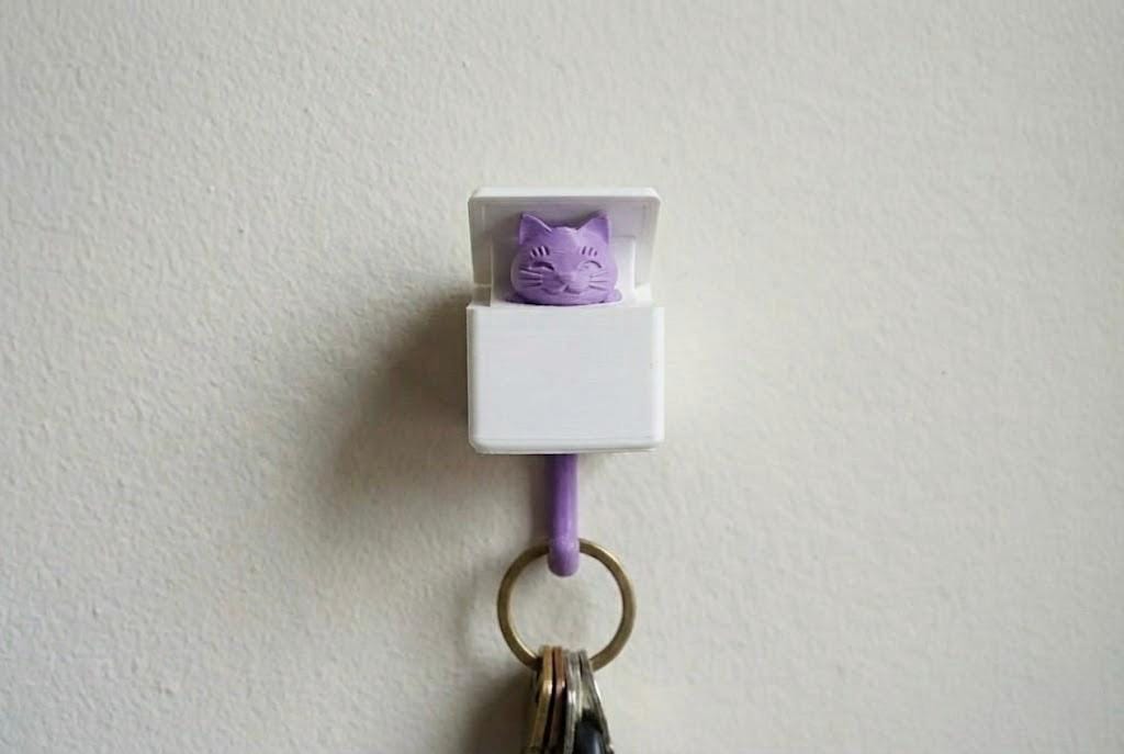 Interactive Pop-Up Cat Key Holder | Surprise Wall Hook | Peek-a-Boo Hanger for Entryway | Unique Cat Lover Gift